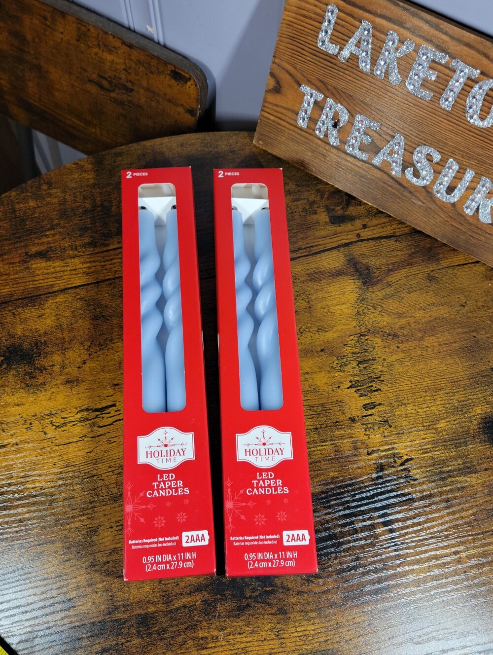 Holiday Time Light Blue Spiral LED Taper Candles - 2-2Packs